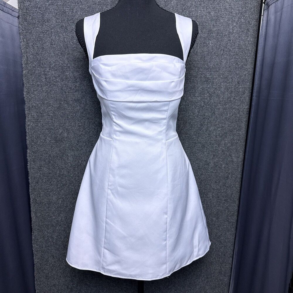 NEW A-Line Mini Dress 6 White Rushed Bodice Corset Clean Bridal Rush Homecoming